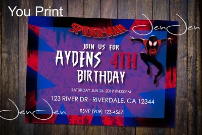 Spider-man Into the Spider-verse Party Invitation (You Print) - Image 1 of 2