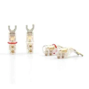 4x Pure Copper Gold Plated HiFi Audio Speaker Cord Spade Terminal Connector Plug - Picture 1 of 7