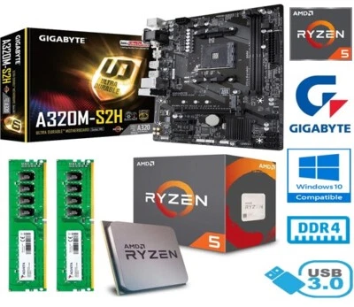 AMD RYZEN 5 3600 BUNDLE - 6 CORE - GIGABYTE A320M-S2H MOTHERBOARD - 16GB RAM - Image 1 of 4