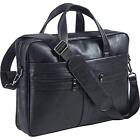 Men's Leather Messenger Bag 15.6 Inches Laptop Briefcase Business Satchel Com...