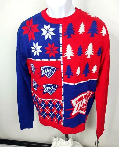 Klew NBA Oklahoma City Thunder Ugly Christmas Holiday Mens Med Sweater NWTs Rare Cover