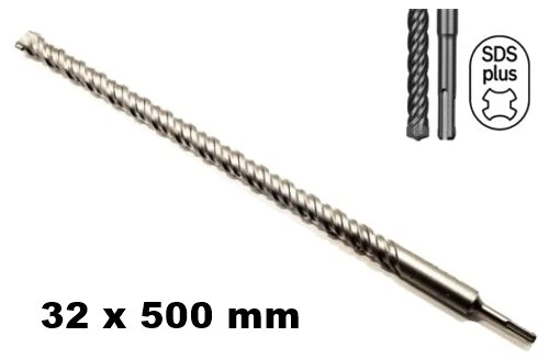 PUNTA PER TRAPANO SDS PLUS 32 X 500 mm AL WIDIA PER CEMENTO E PIETRA   - Immagine 1 di 1
