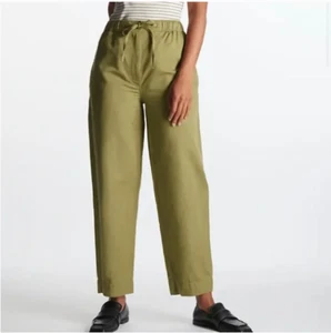 COS Barrel Leg Drawstring Trousers Baccaralily Cotton Lyocell Linen Pants Relax - Picture 1 of 11