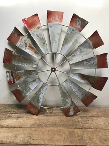 Vintage Garden Windmill Rotor 26" dia. missing a blade bent rusty Wall Art - Picture 1 of 13