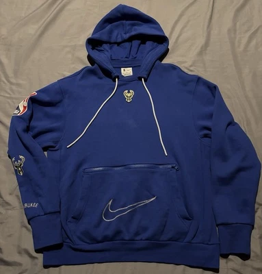 Sudadera con Capucha Para Hombres Milwaukee Bucks Nike Talla Mediana Suelta Azul Cremallera Foto 1 de 4
