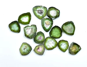 24.90 CT Natürlich Wassermelone Turmalin Unbehandelt 14 Stück Polierte Edelstein - Bild 1 von 6