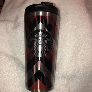 Starbucks 16 Oz. Grau Schwarz Rot Reise Metall Becher mit Deckel 2014 - Bild 1 von 6