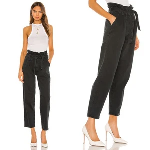 MOTHER The Greaser Paperbag Plissee Jeans schwarz Größe 24 hoher Bund gerades Bein - Bild 1 von 19
