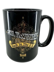 Paul McCartney Tour Mug 2002 Back In The U.S. Black Coffee Cup Concert Souvenir - Picture 1 of 6