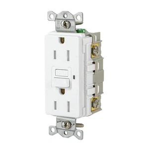 HUBBELL GFRTR15W Heavy Duty Tamper Resistant Self Test GFCI Receptacle w/plate - Picture 1 of 3