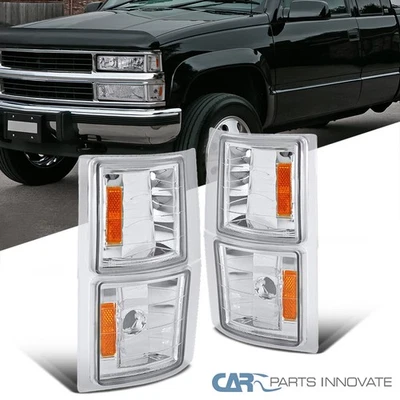 Fit 94-98 Chevy C10 C/K Silverado Pickup Clear Corner Turn Signal Lights+Amber Foto 1 de 4