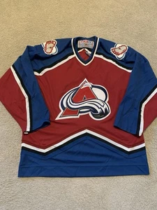 Vintage 90s CCM NHL Colorado Avalanche Hockey Jersey Men's Large Blue Maroon - Picture 1 of 9