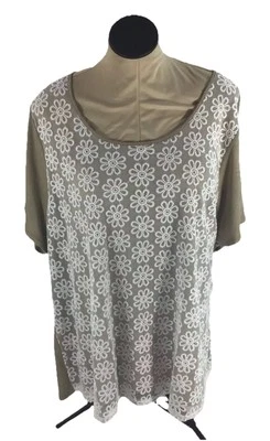 Camisa Kim Rogers Curvy Bronceado Claro Manga Corta Encaje Frontal Talla 3X Informal Trabajo Nueva con Etiquetas Foto 1 de 4