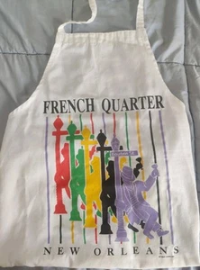 Delantal de cocina criollo cuarto francés vintage de Nueva Orleans blanco 1988 - Imagen 1 de 5