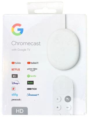 Google Chromecast With Google TV HD Media Streamer Snow GA03131-US New Sealed - Image 1 of 4