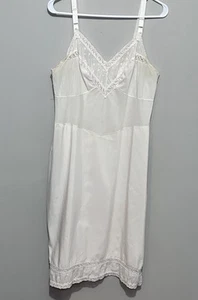 Vintage Rogers 60s-70s White Lace Trim Adjustable Strap Full Slip Size 38 Large - Picture 1 of 11