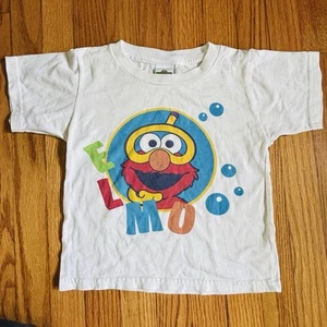 Vintage Sesame Street Elmo Solid White Short Sleeve T-Shirt Toddler/Child 4/5 - Picture 1 of 7