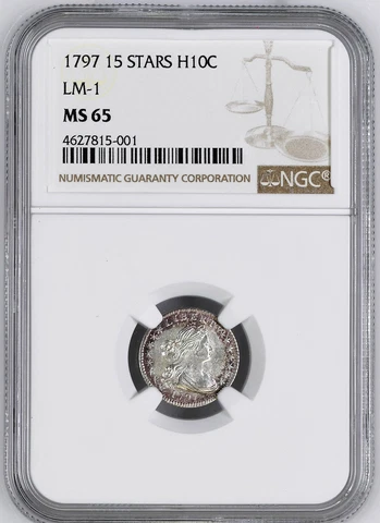 1797 DRAPED BUST H10C NGC MS 65 Cover