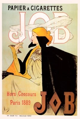 PÓSTER REPRO FRANCÉS JOB PAPEL A CIGARRILLOS HORS CONCOURS PARIS 1889 VINTAGE Foto 1 de 3