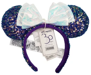 Disneyland Paris 30th Anniversary Minnie Mouse Ears Headband Blue Disney Parks - Picture 1 of 11