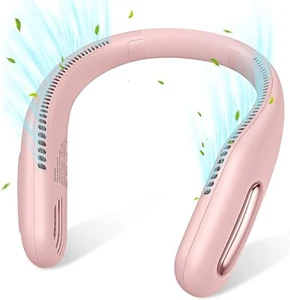 Neck Fan USB Rechargeable~Lazy Neckband Bladeless Cooler 3Speed Portable PINK - Picture 1 of 7