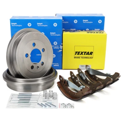 DELPHI Bremstrommeln Ø 200mm TEXTAR Bremsbacken für VW POLO IBIZA FABIA hinten - Bild 1 von 4