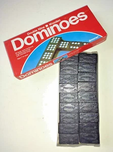 Vintage Dominosteine Pressman Double Nine 55 massiv Hartholz graviert Dominos - Bild 1 von 7