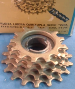 Regina Oro Gold 5-Spd 13T-19T Road Freewheel NEW/NOS Vintage-Italian Thread- NIB - Picture 1 of 7