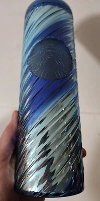 Taza de viaje Starbucks Ribbon Swirl vaso azul ártico 16 oz Foto 1 de 4