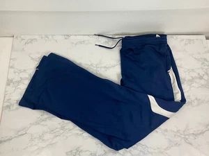Adidas Joggers Mens L Blue Soccer Track Training Gym Pockets Climalite Zip U1 - Picture 1 of 5