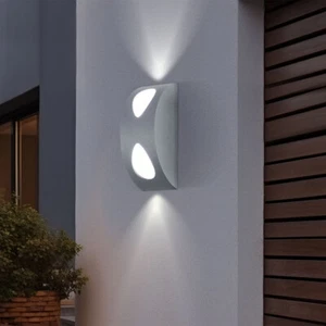 Außenwandleuchte Haustürleuchte Fassadenlampe LED Up Down Strahler Alu silber - Bild 1 von 12