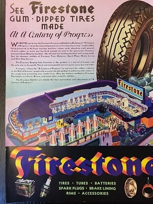 Firestone Tires 1933 revista Fortune Feria Mundial Chicago anuncio impreso color goma Foto 1 de 2