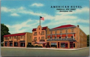 Postal de Freehold de la década de 1950, Nueva Jersey AMERICAN HOTEL Street View / Curteich cromado - Imagen 1 de 2