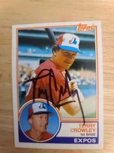 1983 TOPPS TRADED #22 T SIGNED TERRY CROWLEY MONTREAL EXPOS BLACK SHARPIE - Picture 1 of 2