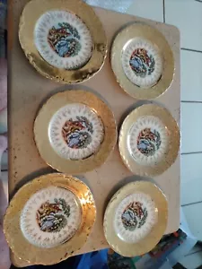 "Juego de 6 placas de 6" con incrustaciones de oro de 22 quilates para parejas de cortejo de China H.K. - Imagen 1 de 3