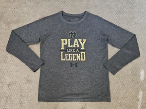 Under Armour Notre Dame Play Like a Legend T-Shirt Boys's Long Sleeve Size YLG/L - Picture 1 of 6