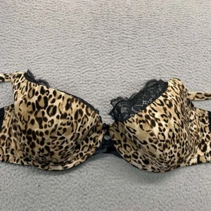 Cacique Bra 44F Balconette Bra French Balconette Lane Bryant Lace Trim Leopard - Picture 1 of 12