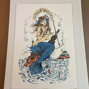 MERMAID Fine Art Druck - handbemalt & montiert 14"" x 20"" auf 18x 24 Schaumkern - Bild 1 von 7