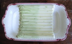 Um 1900 SARREGUEMINES Majolika Spargel Platte - Bild 1 von 5