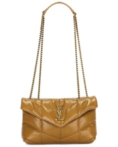 SAINT LAURENT Puffer Toy $2490 Tabac Brown Leather Shoulder Bag New - Picture 1 of 6