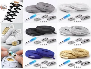 No Tie Shoe Laces Magnetic Lock System Elastic Lazy Easy No-Tie Lace Adult Kids - Picture 1 of 11