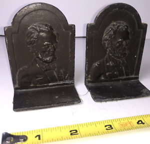 Vintage Abraham Abe Lincoln Cast Bookends 3x 2.5" Circa 1950-60's