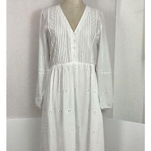 Zara The Mariah Cotton Dress Embroidery Embroidered White Eyelet Dress Size M