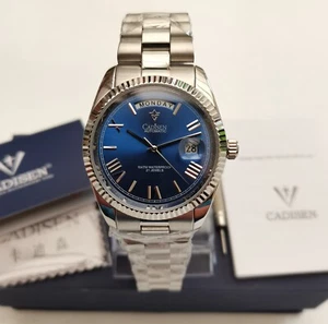 NEU IN OVP CADISEN C8185M MIYOTA DATE FULL-DAY AUTOMATIK ALL STEEL BLUE SAPPHIRE 100m - Bild 1 von 8