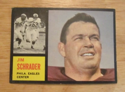 Jim Schrader 1962 Topps #121 SP Trading Card NFL Football Philadelphia Eagles - Image 1 of 2