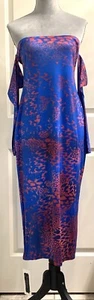 New Strapless Dress Women Sexy Off Shoulder Beach Sz L Blue Summer Vacationj - Picture 1 of 7