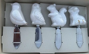 Cheese Knives Dip Spreader Set Of 4 Bird Owl Squirrel Fox Set Of 4 oct25 - Picture 1 of 7
