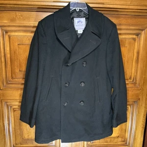 DSCP Jacke Herren 42 L Schwarz Wolle Zweireiher Quarterdeck Collection Pea Coat ^ - Bild 1 von 3