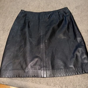 Vintage Siena Studio Black Leather Skirt Size 10 - Picture 1 of 7