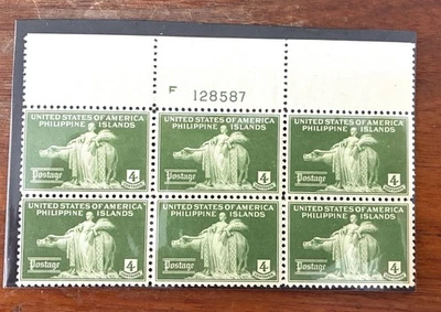 Filipinas, 1935, Mujer y Carabao 384 Bloque de Seis, MNH, OG Foto 1 de 3
